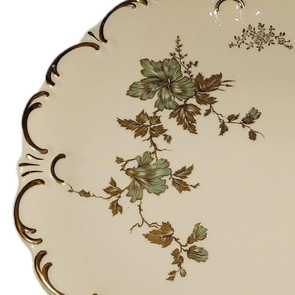 Serving Platter E&R Charger Dark Green Gold  Bavaria Germany 11 1/4" Diameter - Picture 5 of 9
